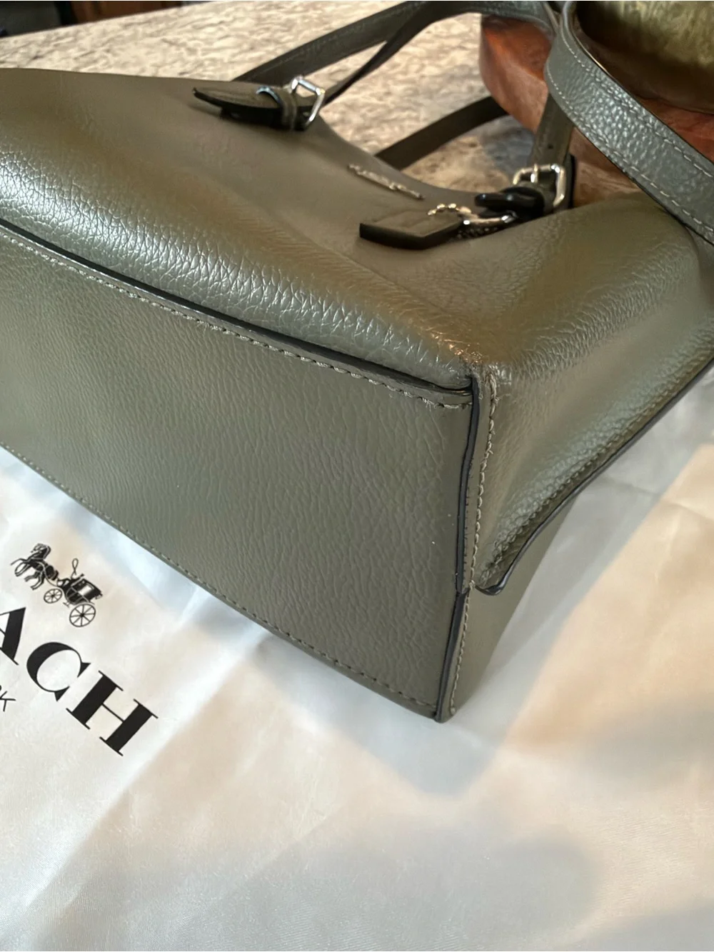 Coach Mollie Tote 25 Military Green Leather Crossbody Bag Style C4084